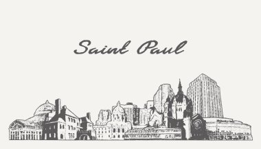Saint Paul skyline Minnesota USA sketch. Vector illustration