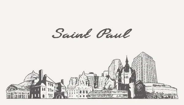Saint Paul Skyline Minnesota Usa Sketch Vector Illustration — 图库矢量图片