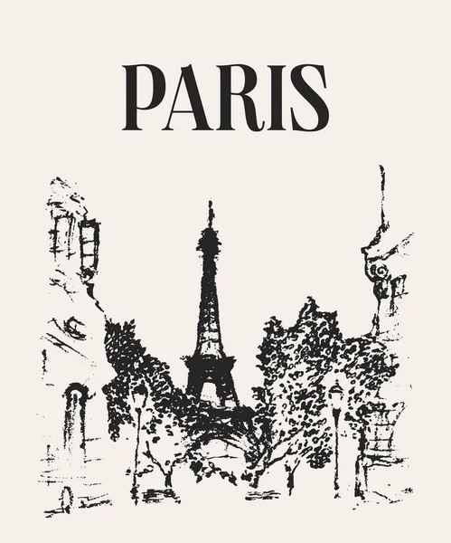 Rues Paris France Illustration Dessinée Main Illustration Vectorielle — Image vectorielle