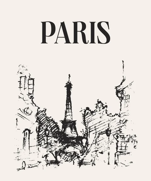 Ulice Paryżu Ilustracja Francja Ręcznie Rysowane Ilustracja Wektora — Wektor stockowy
