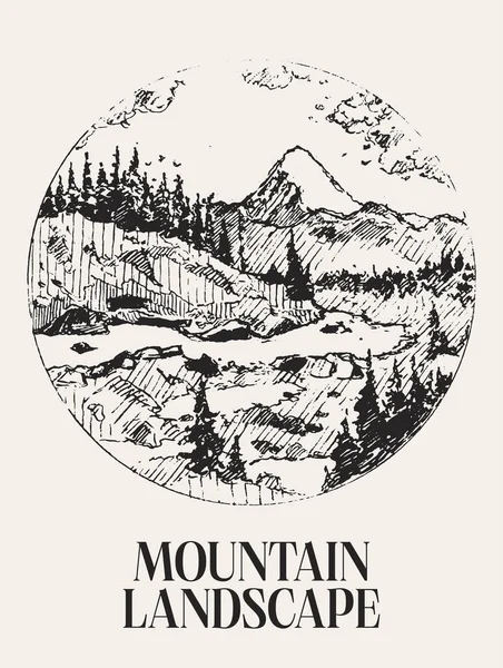 Mountains Sketch Hand Drawn Vector Illustration Vector Illustration — Stock Vector