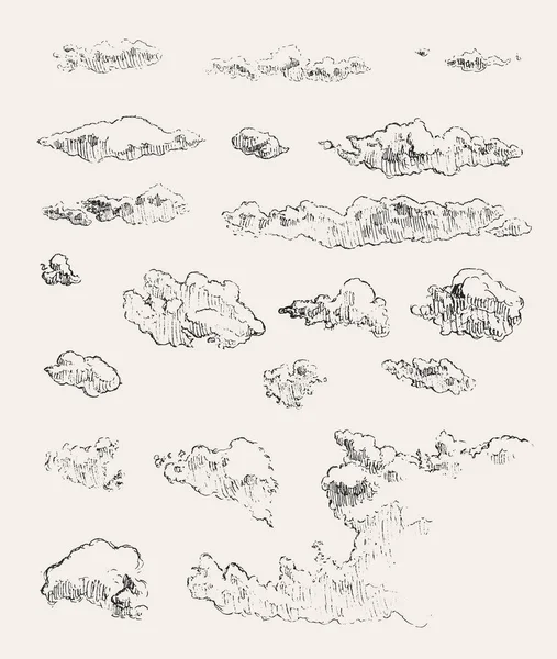 Conjunto Nubes Ilustración Vectorial Dibujado Mano Boceto Ilustración Vectorial — Archivo Imágenes Vectoriales