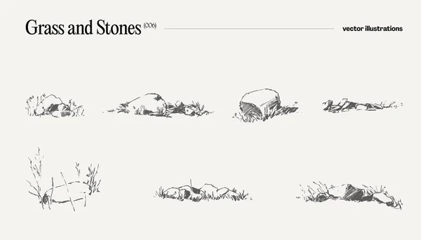 Διάνυσμα Απεικόνιση Του Χόρτου Και Πέτρες Σχέδιο Εικονογράφηση Διανύσματος — Διανυσματικό Αρχείο
