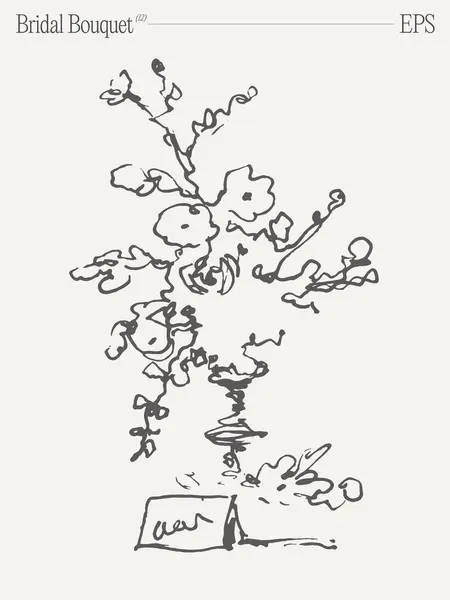 Svatební Kytice Květinové Složení Prvek Návrhu Pozvánky Ručně Kreslená Vektorová Stock Ilustrace