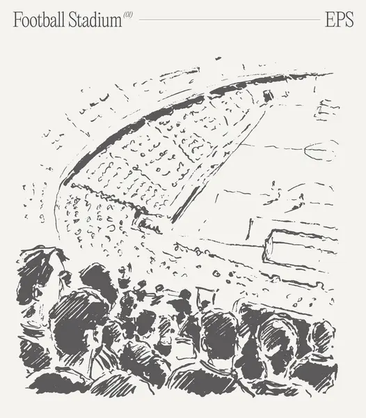 Толпа Фанатов Собирается Стадионе Посмотреть Футбольный Матч Создавая Параллельный Городской Лицензионные Стоковые Иллюстрации