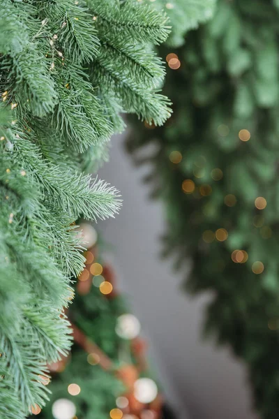 Vánoční Pozadí Zdobené Vánoční Stromeček — Stock fotografie