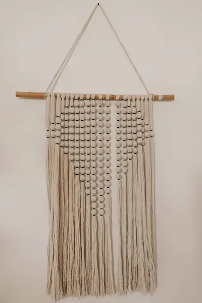 Handmade Cotton Macrame Decoration Hanging White Wall Stock Picture