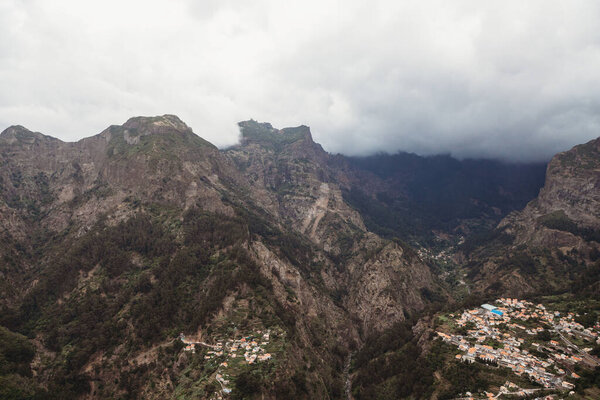 View Curral Das Freiras Village Nuns Valley Beautiful Mountain Scenery Stock Image