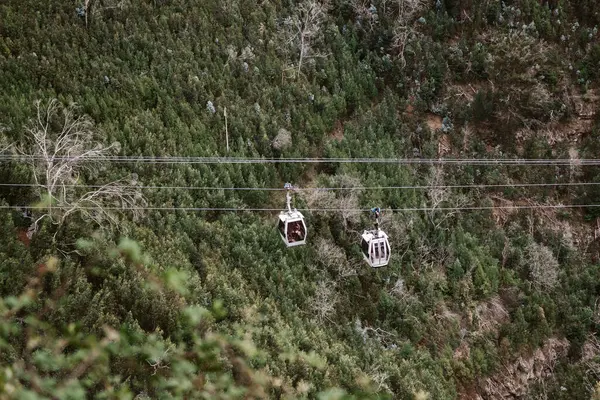 Yeşil dağ arka planında Funchal kamaraları var.