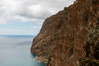 Cabo 'lu Cliff Girao ve Atlantik Okyanusu, Madeira Adası, Portekiz