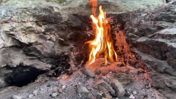 Φυσική Φωτιά Από Βουνό Τουρκία Όρος Χεμέρα — Αρχείο Βίντεο