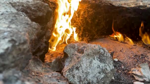 Slow Motion Natural Fire Mount Chimera Turkey — Stockvideo