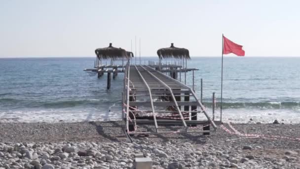 Пляж Людей Туреччині Взимку — стокове відео