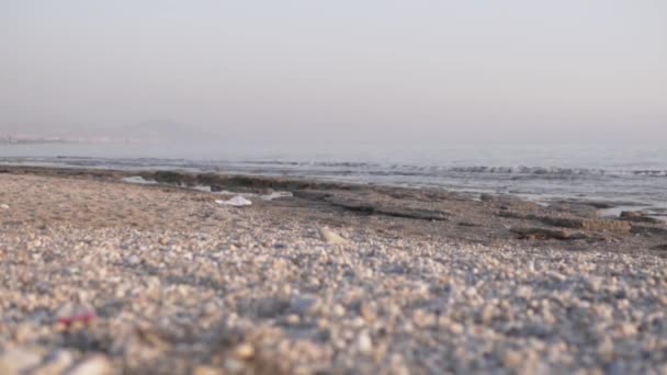 Deserted Pebble Beach People Turkey Alanya — стоковое видео