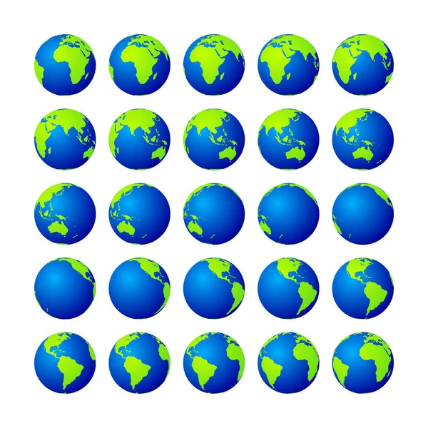 Набір Значків Землі Набір Включає Себе Різні Сторони Планети Земля — стоковий вектор