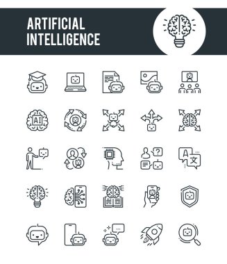 Yapay Zeka Özet simgeleri kümesi.