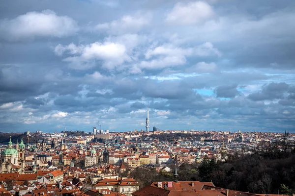Praga Krajobraz Witner Dramatycznych Chmur — Zdjęcie stockowe