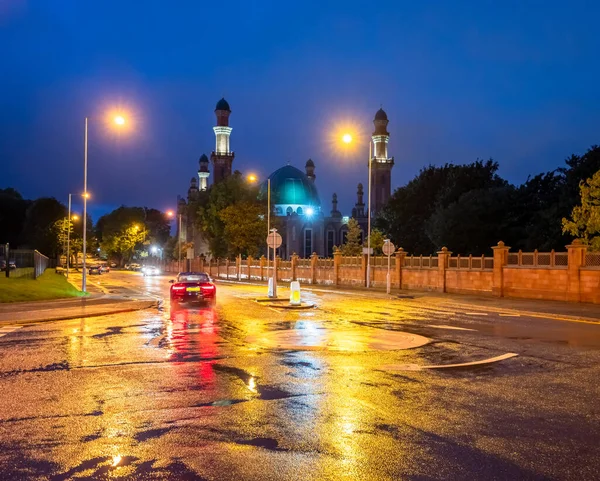 Vue Nuit Grande Mosquée Bradford West Yorkshire Royaume Uni — Photo