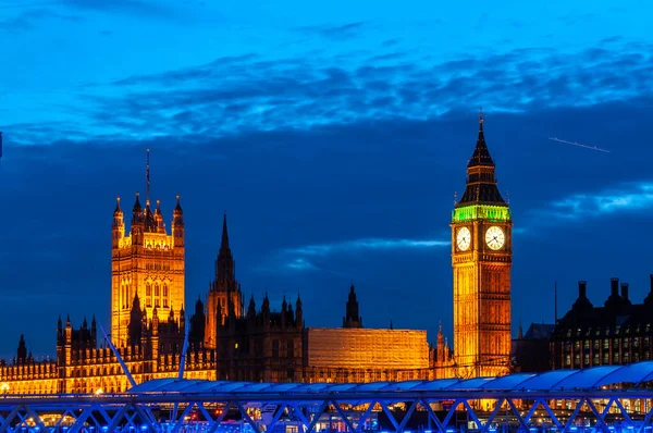 Big Ben Westminster Köprüsü Londra Alacakaranlıkta — Stok fotoğraf