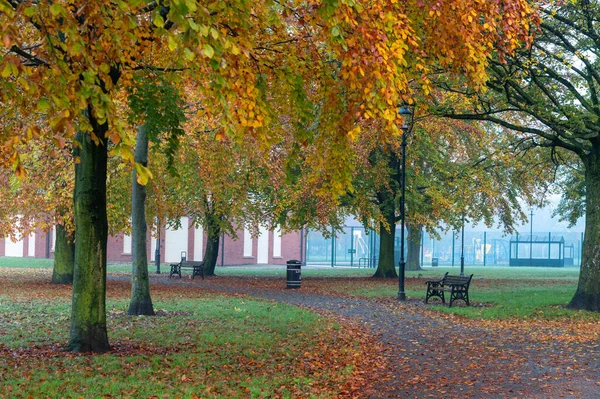 Autumn Bank Park Warrington — Stock Photo, Image
