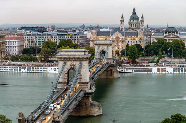 Most Łańcuchowy Szchenyi Budapeszcie Węgry — Zdjęcie stockowe