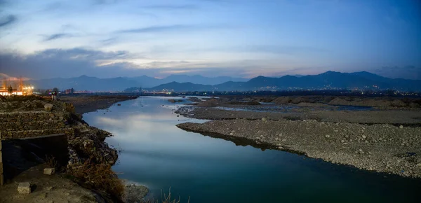 Swat River View Blue Hour Fizagat Pakistan — стокове фото