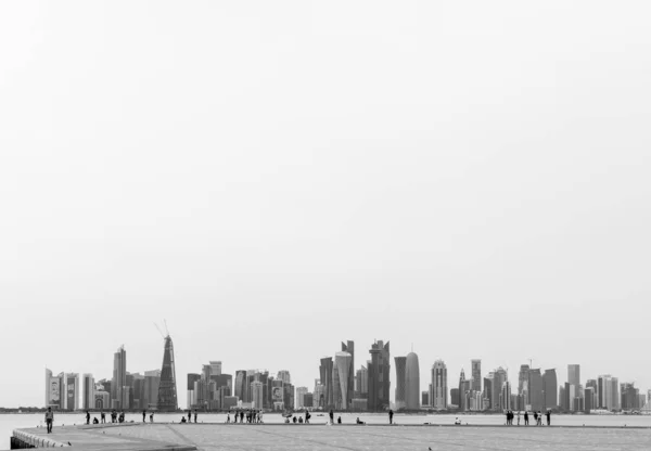Silhouet Van Doha Architectuur Qatar — Stockfoto
