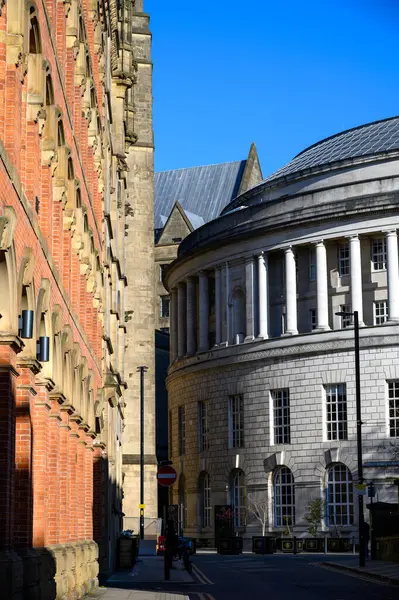 Zentralbibliothek Und Rathaus Manchester England Großbritannien Stockbild
