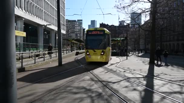 Манчестер Трамвай Площі Святого Пітера — стокове відео