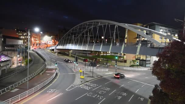 Park Square Bridge Also Known Supertram Bridge Located Sheffield England — Stock Video
