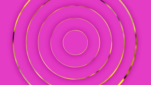 Абстрактні Рожеві Кола Золотими Кордонами Чиста Основна Анімаційна Обкладинка Презентації — стокове відео
