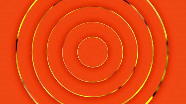 Círculos Naranjas Oscuros Abstractos Con Bordes Dorados Portada Animada Básica — Vídeos de Stock