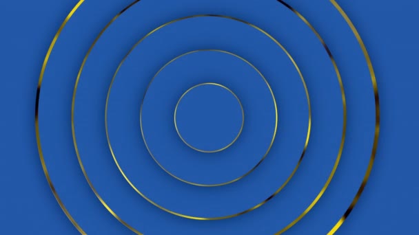 Абстрактные Темно Синие Круги Золотыми Границами Чисто Базовая Анимационная Обложка — стоковое видео