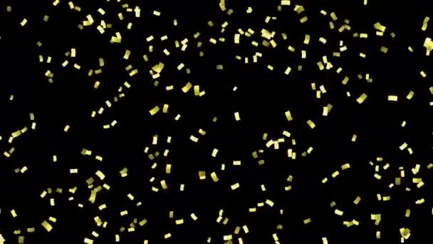 Superposición Realista Confeti Color Dorado Con Quicktime Alpha Channel Oro — Vídeos de Stock