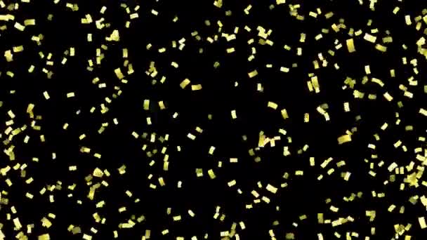 现实的黄金色彩艳丽覆盖与Quicktime Alpha频道 来自四面八方的Confetti金 — 图库视频影像