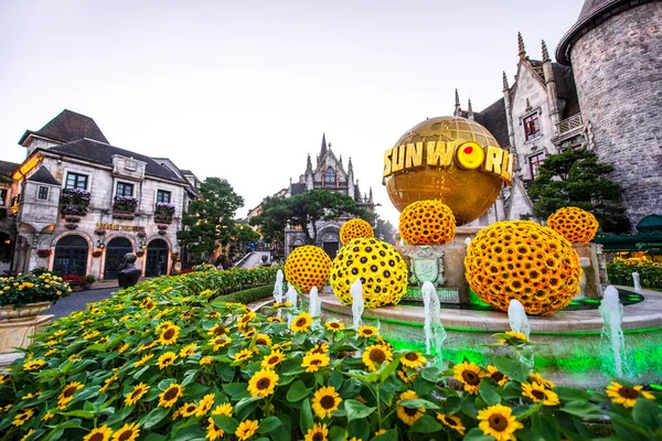 stock image Ba Na Hill, Danang, vietnam SEP 12, 2021; Ba Na Hill french village on the hill. The famous toursit attraction in central Vietnam.