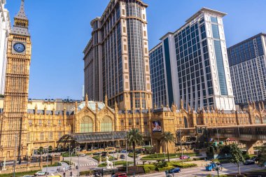 MACAU, ÇİN - 23 Şubat 2023 - Londralı, Macau marka yeni entegre tatil köyü, ikonik Londra stili, Viktorya döneminin zarafeti ve cazibesi.