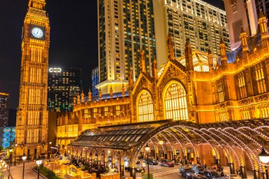 MACAU, ÇİN - 23 Şubat 2023 - Londralı, Macau marka yeni entegre tatil köyü, ikonik Londra stili, Viktorya döneminin zarafeti ve cazibesi.