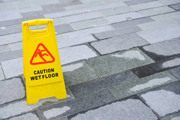 Sign Showing Warning Caution Wet Floor — Stock Photo, Image