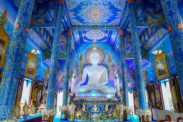 Świątynia Rong Sua Ten Lub Błękitna Świątynia Prowincji Chiang Rai — Zdjęcie stockowe