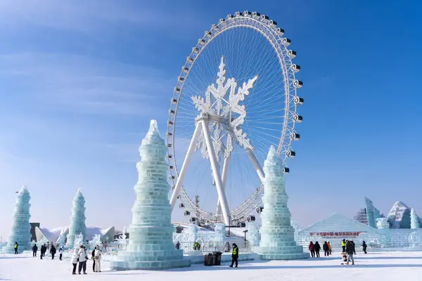 Харбин Китай Jan 2023 Harbin International Ice Snow Sculpture Festival — стоковое фото