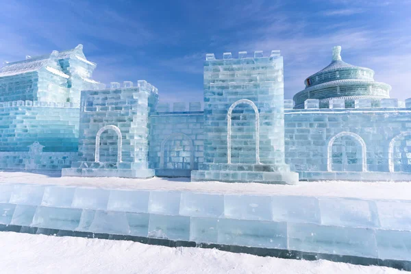 Harbin International Ice Snow Sculpture Festival Každoroční Zimní Festival Který Stock Snímky