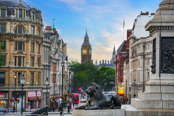 Londres Reino Unido Sep 2024 Trafalgar Square Con Torre Big — Foto de Stock