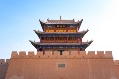 GANSU, ÇİN - 20, 2024-Jiayuguan Ming Hanedanı 'nın batı ucunda, Çin' in Gansu şehrindeki ipek yol