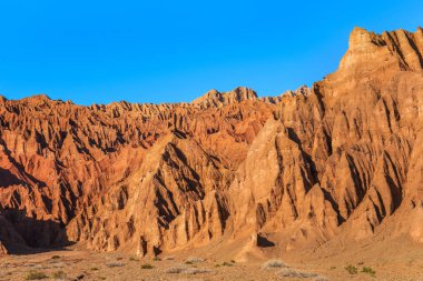 The Flaming Mountains in Turpan, western China. The silk road. clipart