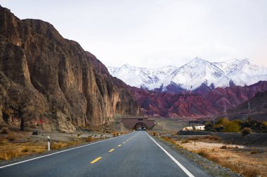 Natural landscape views alongside the road in Western Xinjiang, China clipart