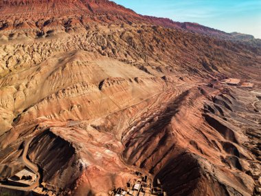 Aerial view of the Flaming Mountains in Turpan, western China. The silk road. clipart