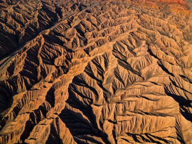 Aerial view of the Flaming Mountains in Turpan, western China. The silk road. clipart