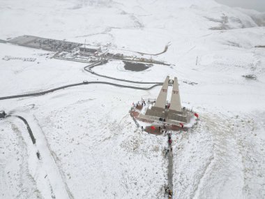 China's westernmost monument in Simuhana town, Xinjiang, China. The chinese alphabet means China's westernmost, latitude and longtitude. clipart