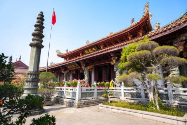 Chaozhou, Guangdong, Çin - 16 Şubat 2025-Kaiyuan Tapınağı, Chaozhou 'nun en ünlü Budist tapınağı.